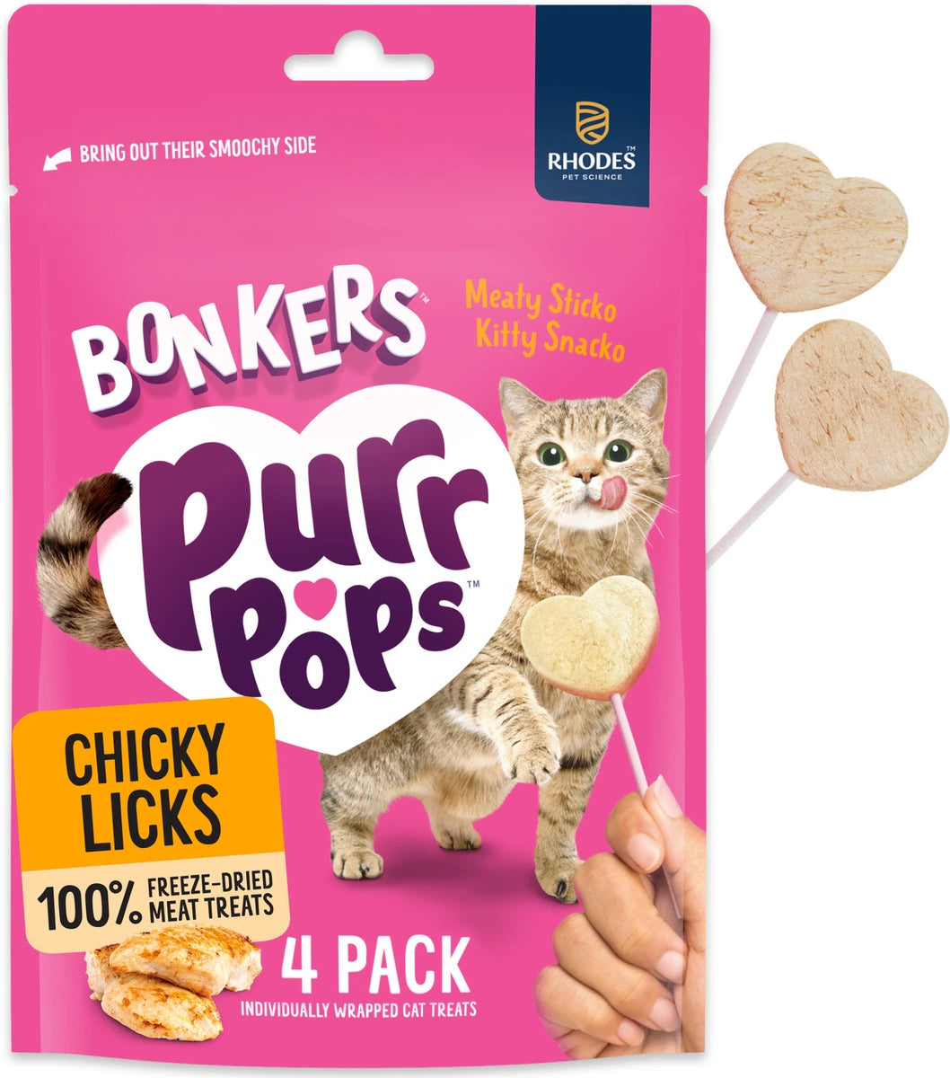 BONKERS Purrpops Chicken Flavored Freeze-Dried Cat Treats, 4 count