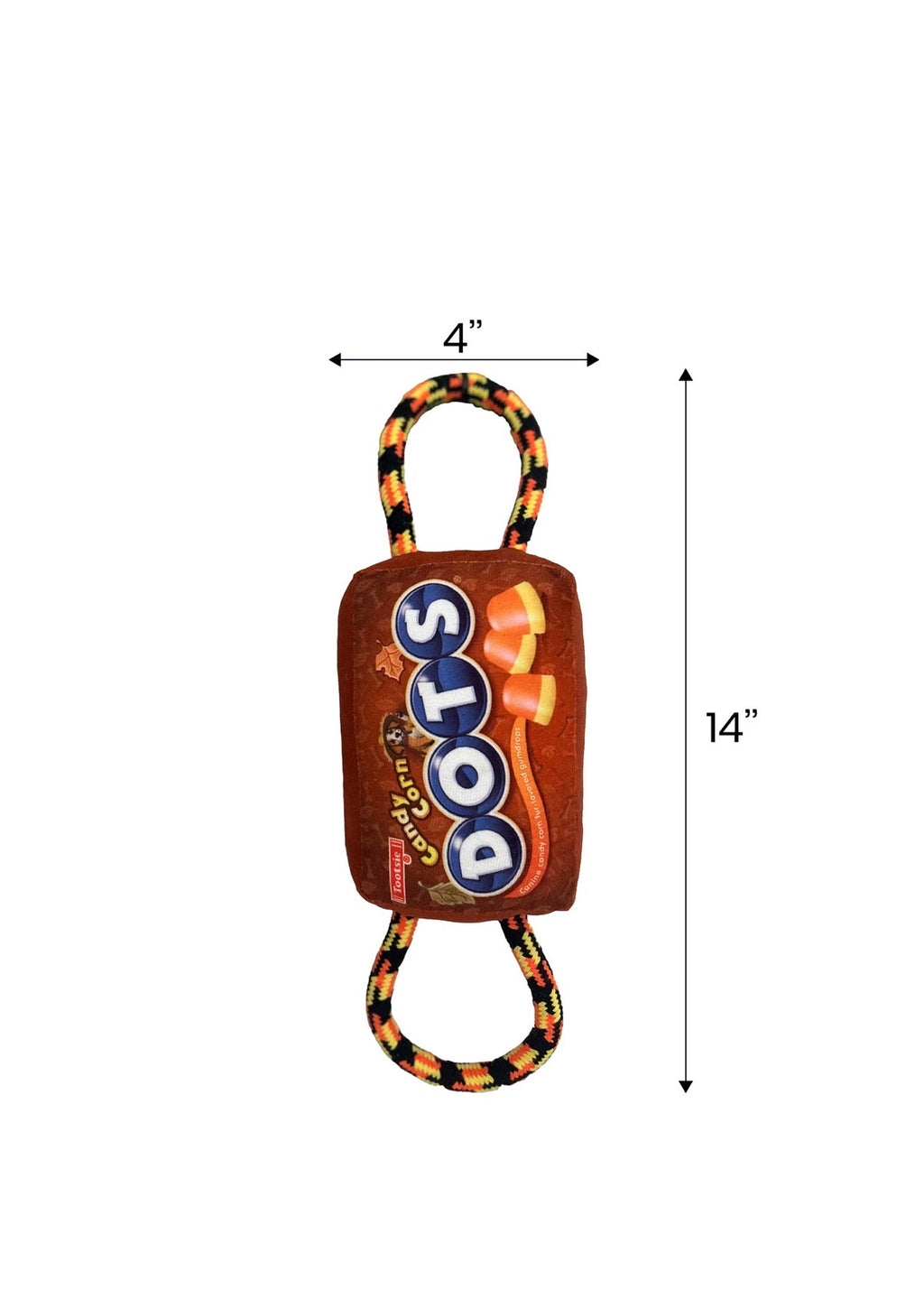Tootsie Roll Halloween DOTS Candy Rope Squeaky Dog Plush Toy