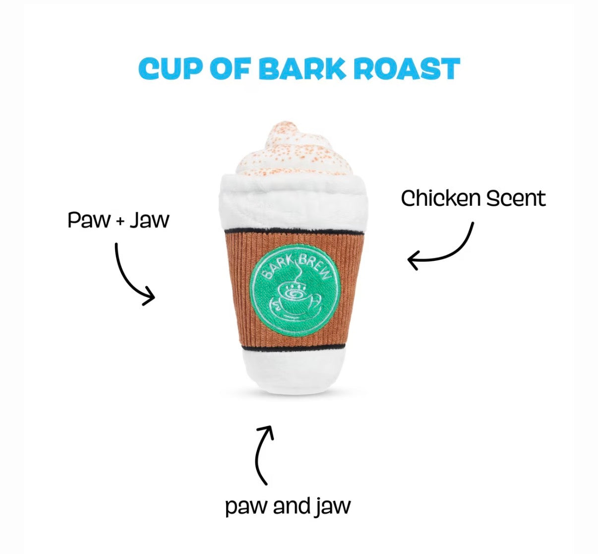 BARK Cup of Bark Roast Squeaky Plush Dog Toy