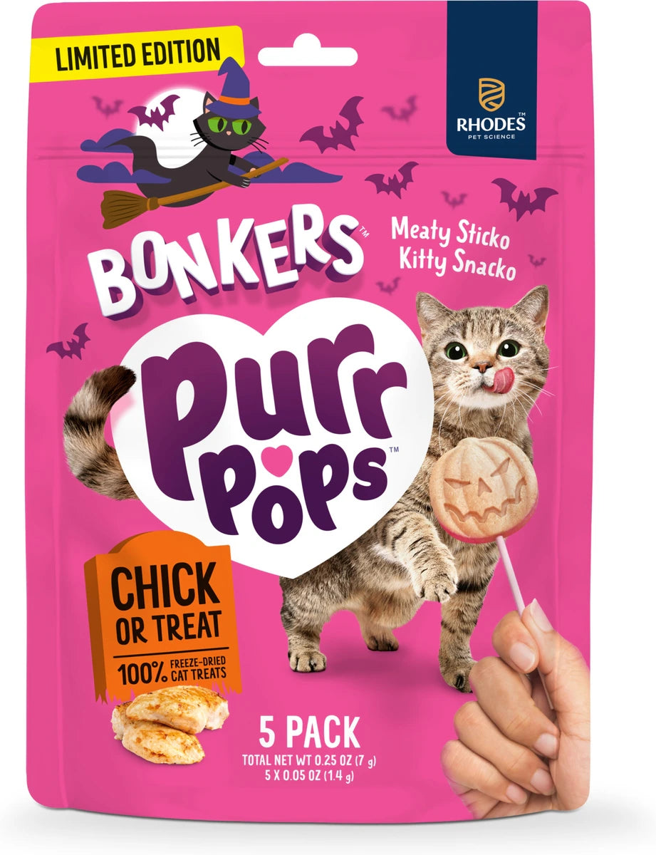 BONKERS Purrpops Halloween Edition Chicken Flavored Freeze-Dried Cat Treats, 5 count