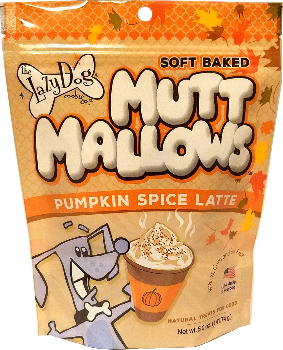 The Lazy Dog Cookie Co. Mutt Mallows Pumpkin Spice Latte Soft-Baked Dog Treats, 5-oz bag