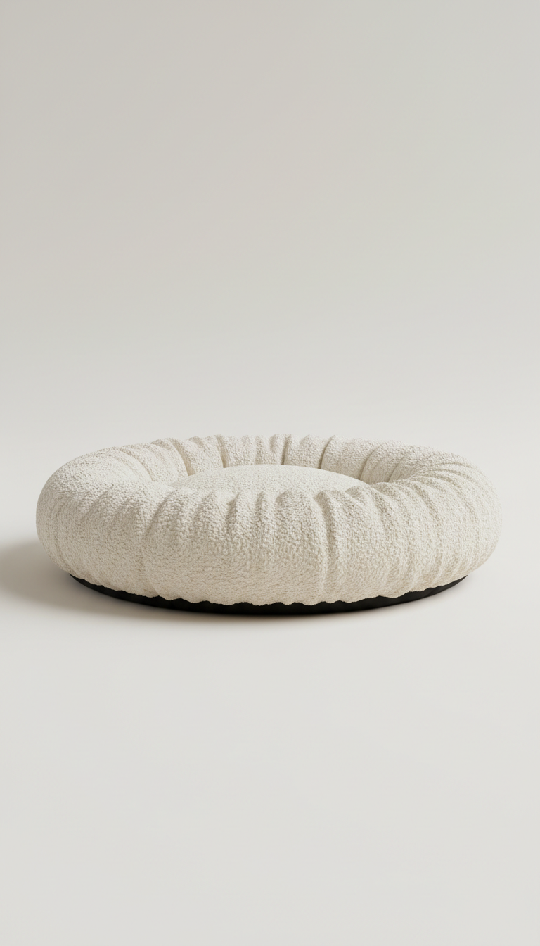 Porcelain Cream Boucle Cat Bed
